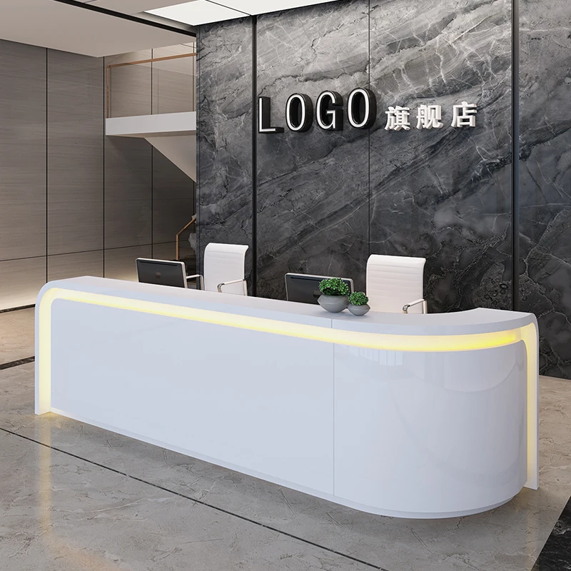 

White Office Reception Desk Front Shop Beauty Checkout Hotels Counter Hair Modern Commercial Mall Rezeption Office Furniture