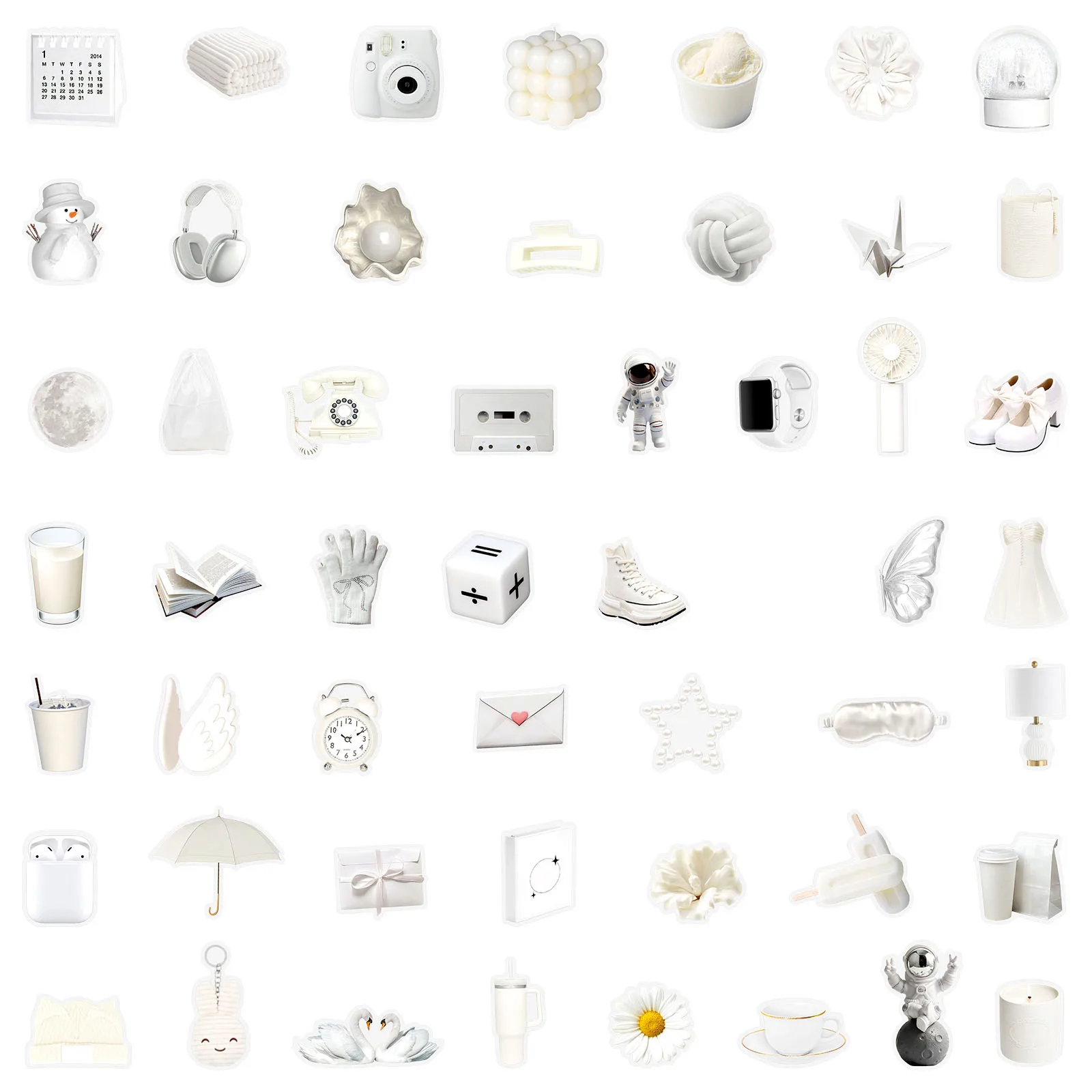 10/50PCS INS Style White Literary Retro Sticker DIY Decorative Mobile Phone Case Notebook Waterproof Water Cup Toy Gift Sticker