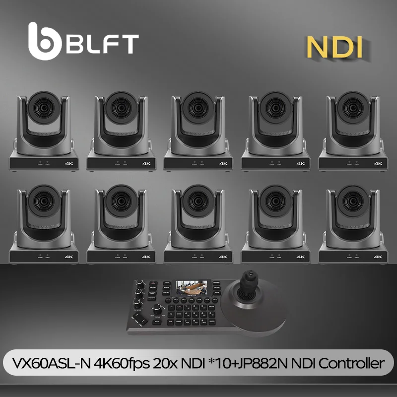 

1-10pcs 4K60 PTZ NDI Camera 20X Zoom with PoE HDMI/SDI/USB/IP Live Streaming PTZ Camera and 1pcs NDI IP POE PTZ Controller