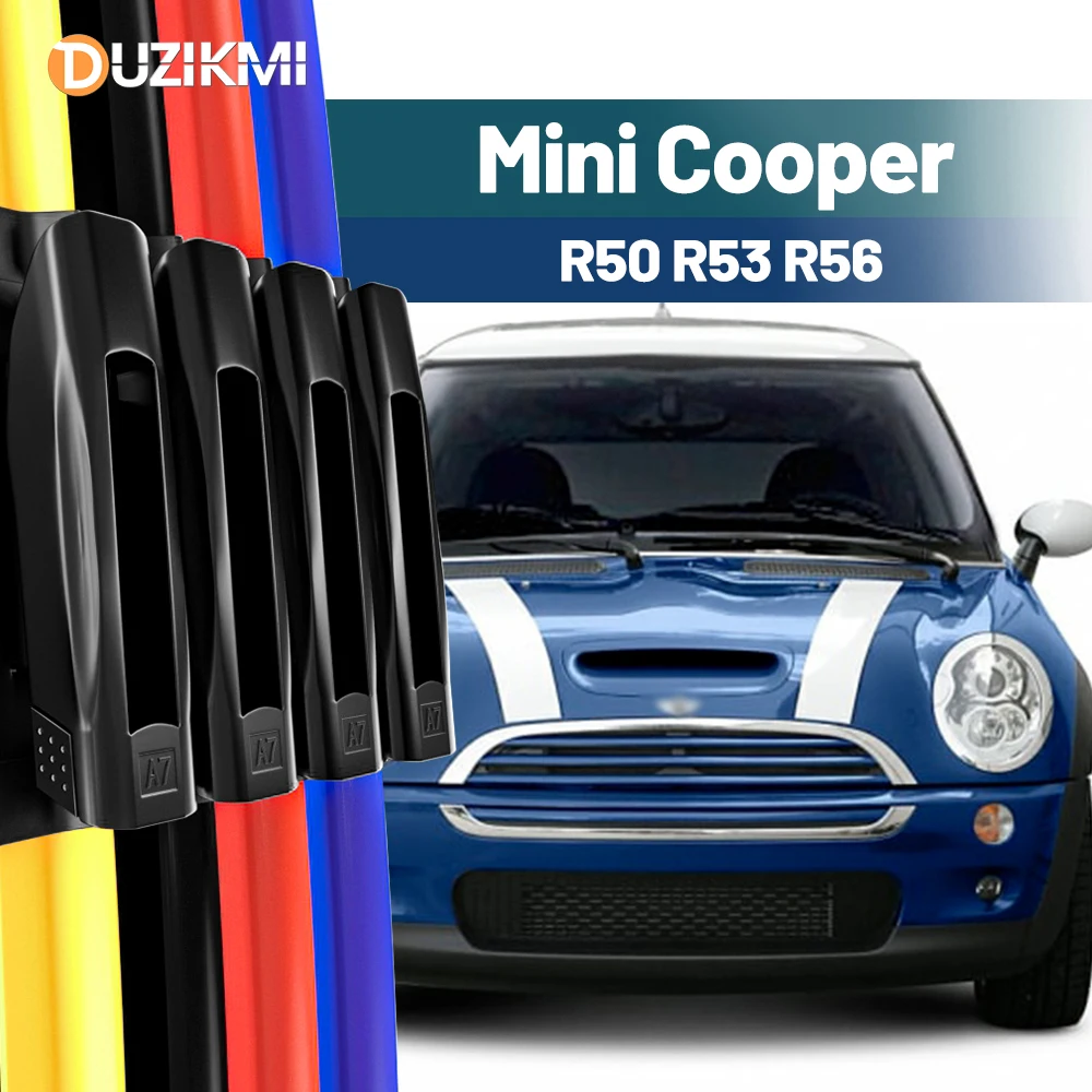 For Mini Cooper R50 R53 R56 2001-2013 2006 2007 2008 2009 2010 2011 2012 2pcs Front Windshield Windscreen Wiper Blades Red Blue