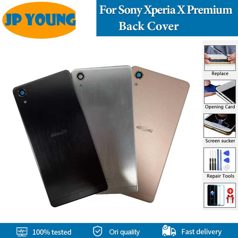 Original Back Battery Cover For Sony Xperia X Premium Back Cover Rear Door Housing Case With Camera Frame Lens Logo Repair Parts