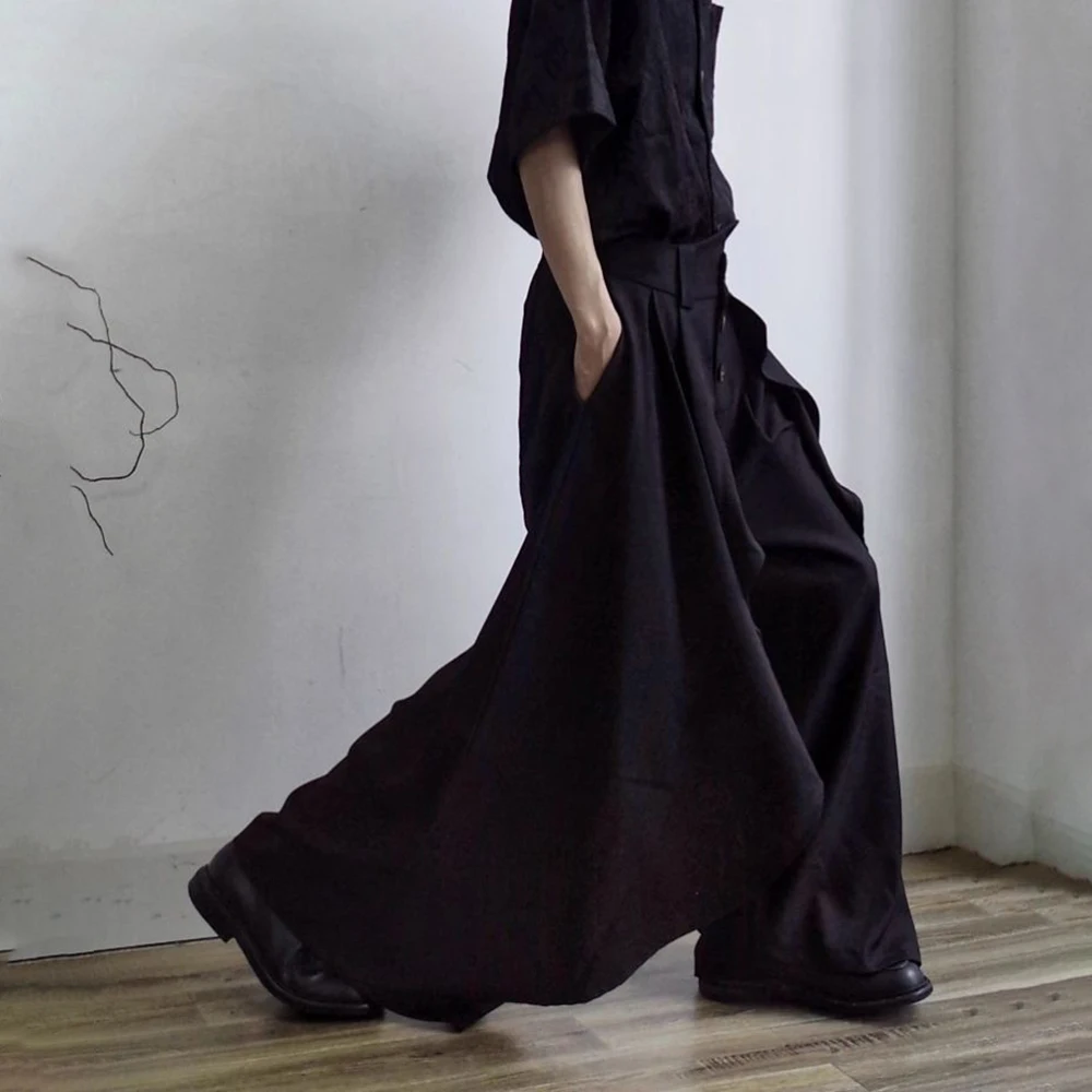 XS-5XL Y2k Irregular Skirt Pants Gothic Dark  Multi-Layer Casual Pants Genderless Streetwear Fashion Youth Wide-Leg Pants Unisex