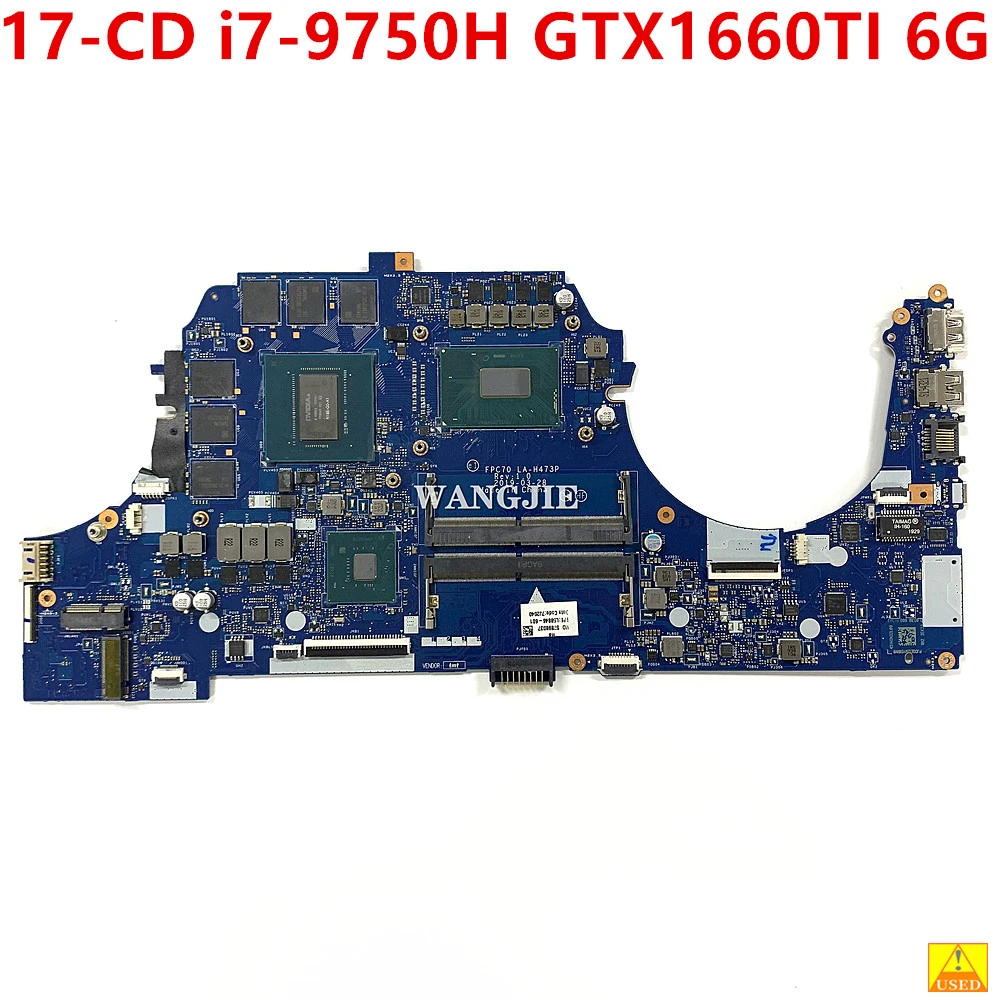 For HP TPN-C142 17-CD Laptop Motherboard SRF6U i7-9750H + GTX1660TI 6G L58846-001 L58846-601 FPC70 LA-H473P 100% Working