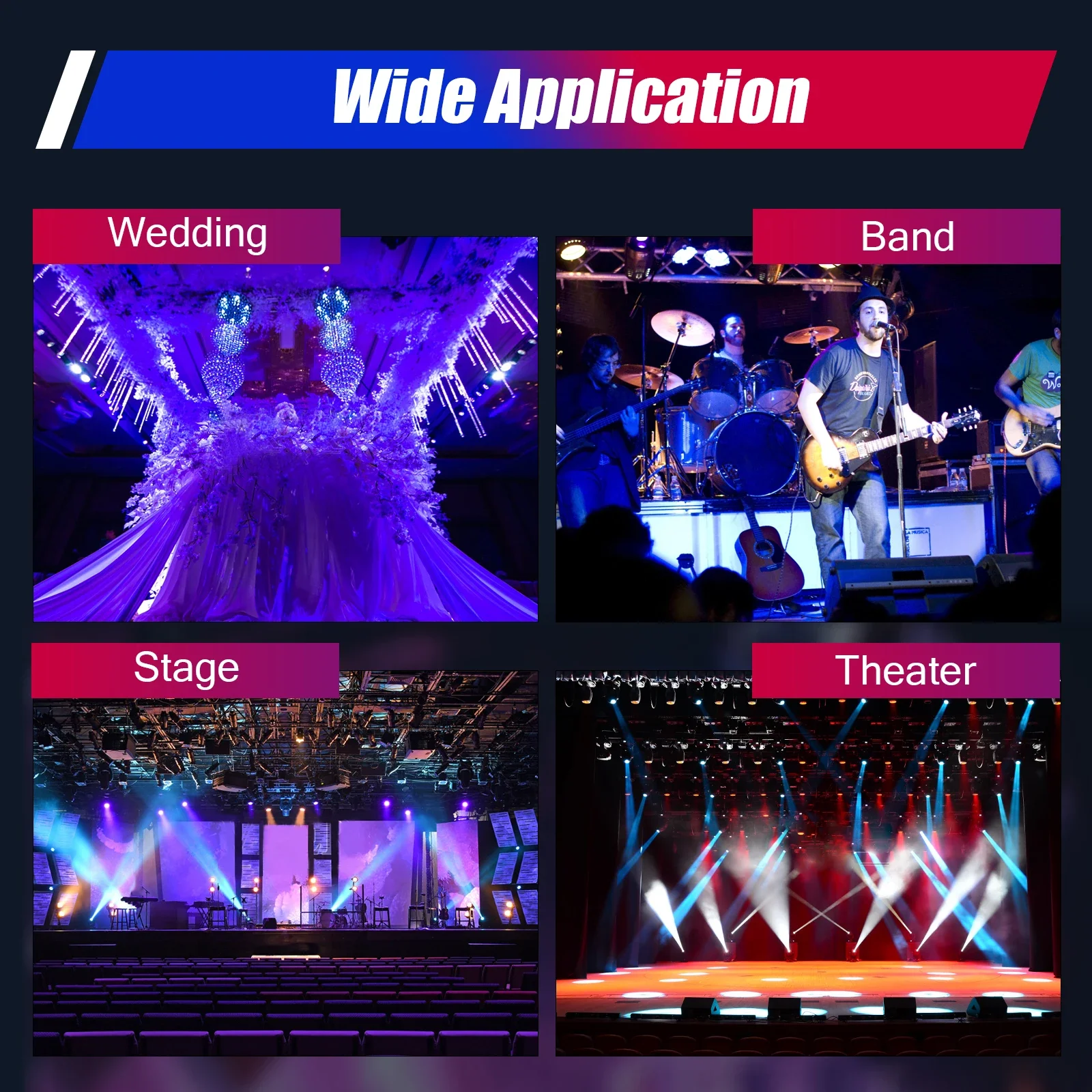 

Светодиодный прожектор мощностью 200 Вт с регулируемой подставкой, 6-цветный сценический прожектор, диапазон 32,8-65,6 футов, DJ-светильник с ручным управлением для сцены