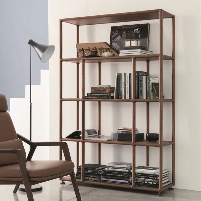 black walnut bookshelf combination shelf creative art living room furniture minimalist modern bookshelf Duobao Ge