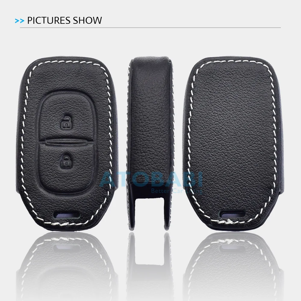 ATOBABI Leather Car Key Case For Dacia Duster Logan Lodgy Sandero Stepway Dokker Renault Symbol Remote Fob Cover Keychain Holder