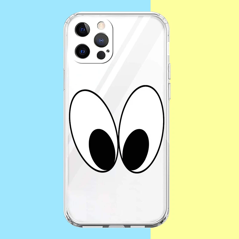 Funny Eyes Painted Phone Case for iPhone 16 15 14 13 12 Pro Max Transparent Soft for iPhone 11 Pro Max 7 8 Plus XS XR Shell Bags