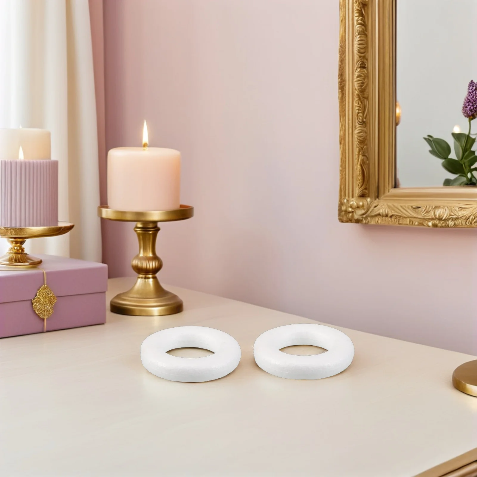 

50Pcs 8cm Round Foam Wreath Hoops for Wedding Decor Donut Theme Floral Arrangements Crafts Donut Decorations Wedding Supplies