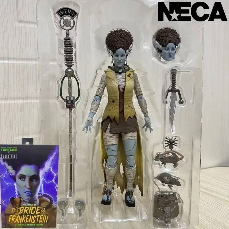 Genuine Neca 54185 Ninja Turtle Global Monster Science Monster Bridal Female Journalist Epple Action Figure Collection Model