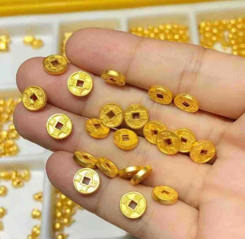 24K Pure Gold Coins 999 Yellow Gold Emperor Coin Bracelet Red Strap 999 coins 8mm