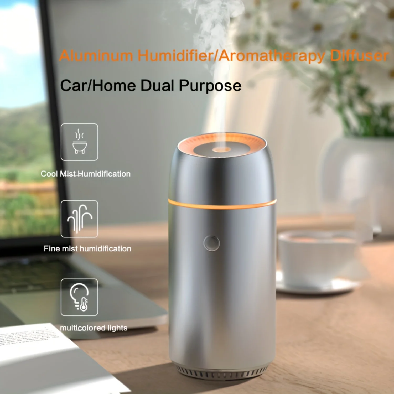 Портативный мини-увлажнитель со светодиодной подсветкой, USB-управление, тихий настольный увлажнитель — идеально подходит для спальни, путешествий, офиса — автоматическое отключение