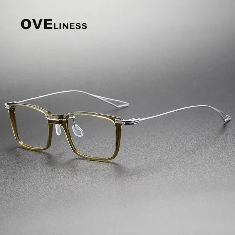 

Acetate Titanium Glasses Frame Men Vintage Square Big Eyeglasses frames Spectacles Eyewear