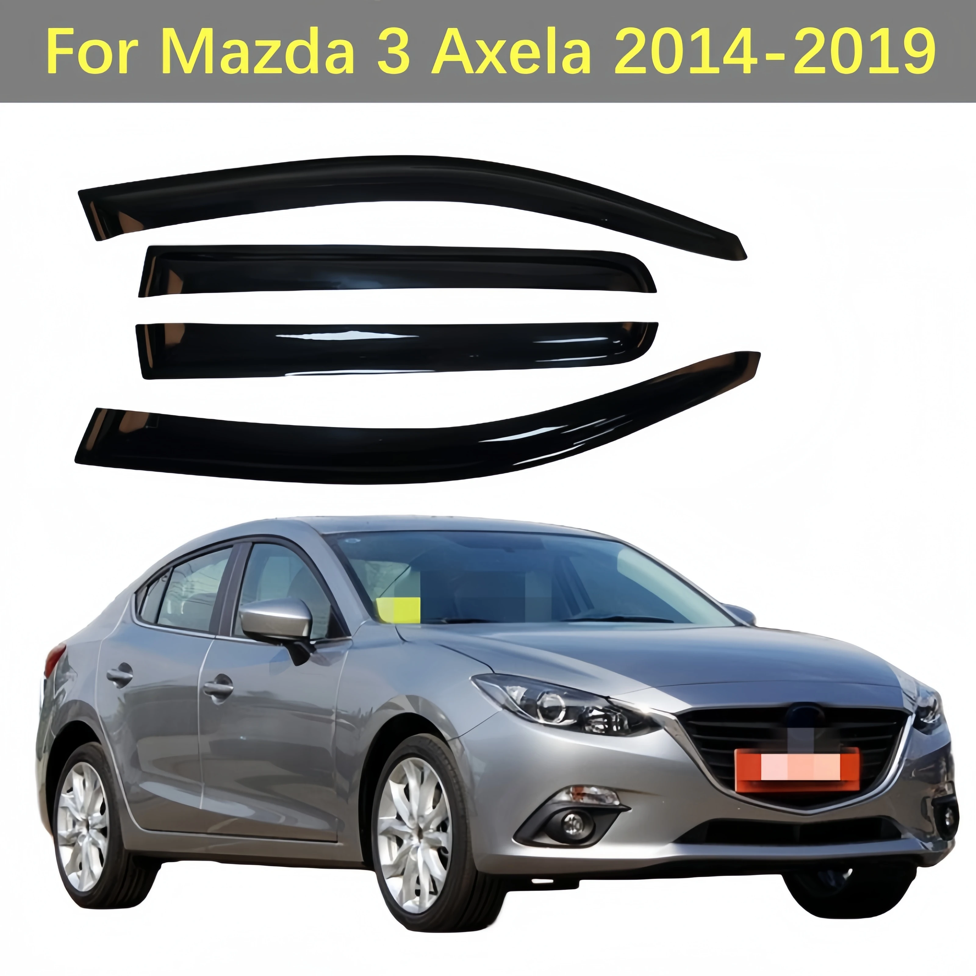 For Mazda 3 Axela 2014-2019 Window Visor Sun Rain Deflector Guard Awnings Shelter Adhesive Cover Trim Car Styling Accessories