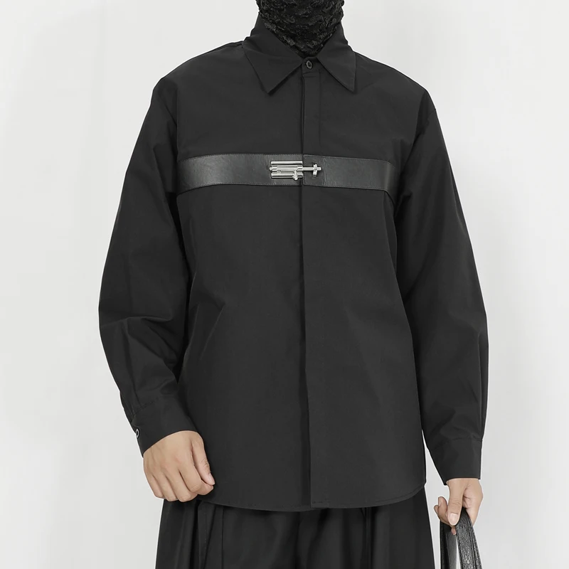 Herenoverhemd Origineel 2023 Nieuw Nicheontwerp Voelt Jonge Herenmode Vrije Tijd Los Zwart Shirt Met Lange Mouwen In De Herfst