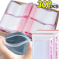 100-300Pcs Thicken Zipper Sealed Bags Clear Plastic Storage Bag for Small Jewelry Food Packing Reclosable Ziplock Sealing Bags