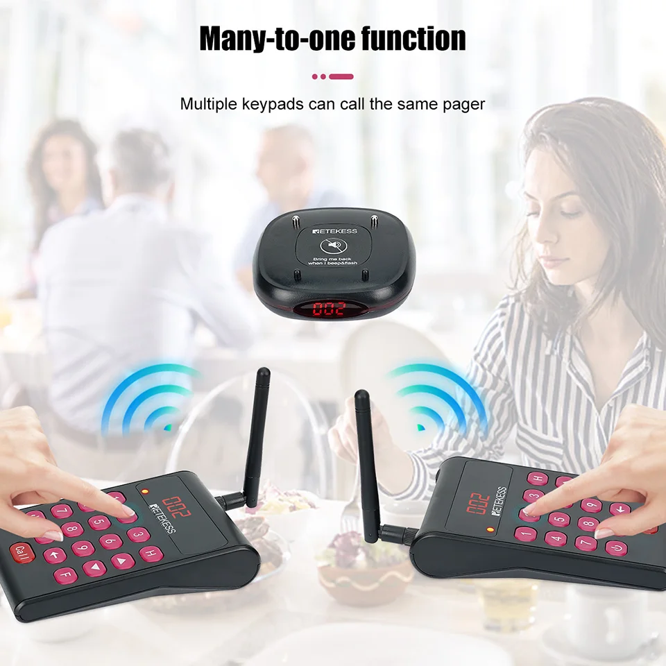 Retekess TD161 Restaurant Pager Bar Food Truck Coasters Buzzer Vibrator Pager Receiver Calling System Vibration Bell for Cafe