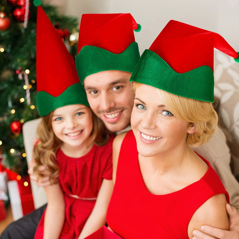 

4PCS Elf Hats Christmas Red Elven Pointed Hat for Adults Fun Party Accessories Cosplay Headdress Holiday Supplies
