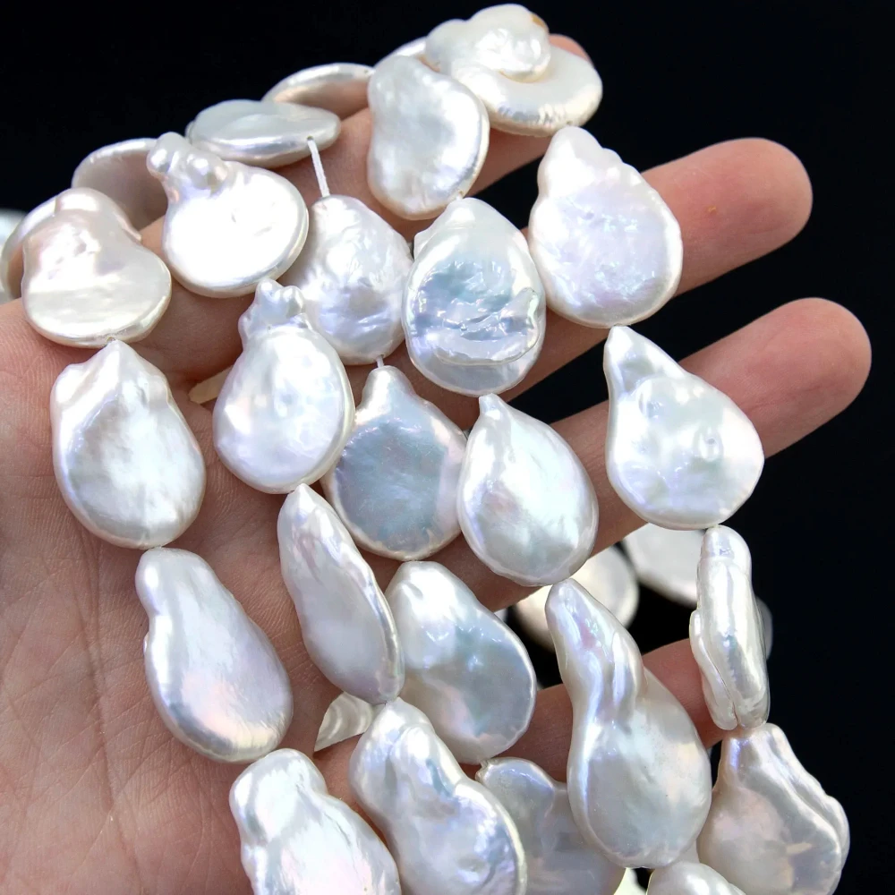 

16-18x20-25mmTeardrop Button Shape Natural Freshwater Pearl Loose Beads Strand for Jewelry DIY Necklace Bracelets Accessories