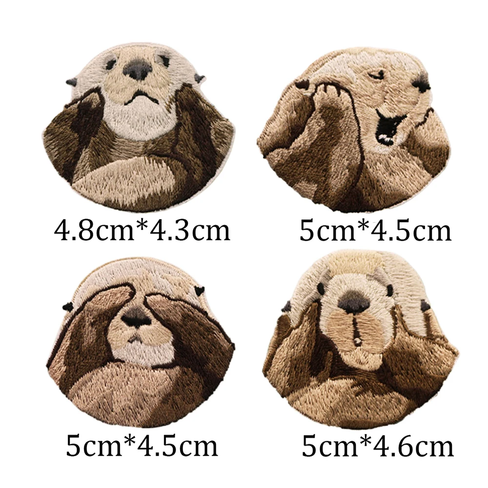 1 Piece Cute Stick on Embroidery Fabric Stickers Animal Otter Self adhesive for Clothing DIY Accessories