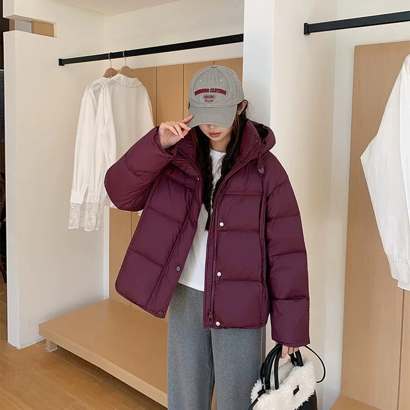2025 Moda Autunno Inverno Parka Donna Giacca corta imbottita in cotone Addensare Cappotto caldo con cappuccio Studente Casual Pane allentato Capispalla