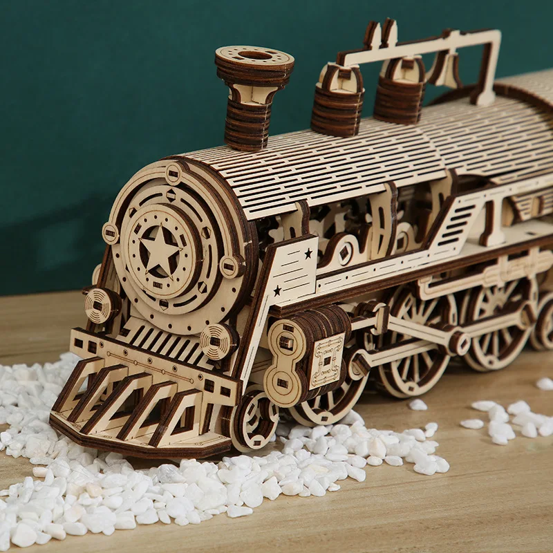 High-Difficulty Wooden Train Puzzle Model Diy Wooden Ability Jigsaw Toy for Children Adult Gift