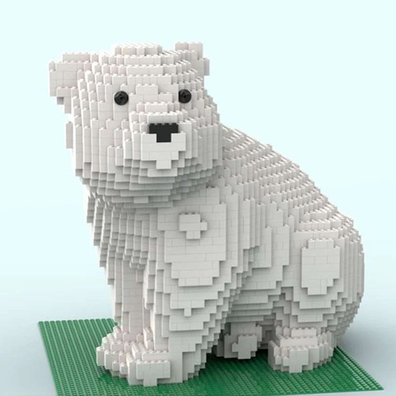 Creators Animal Series Model MOC Building Bricks Sitting Polar Bear Modular Technology Gifts Holiday Assemble Children Toys Suit