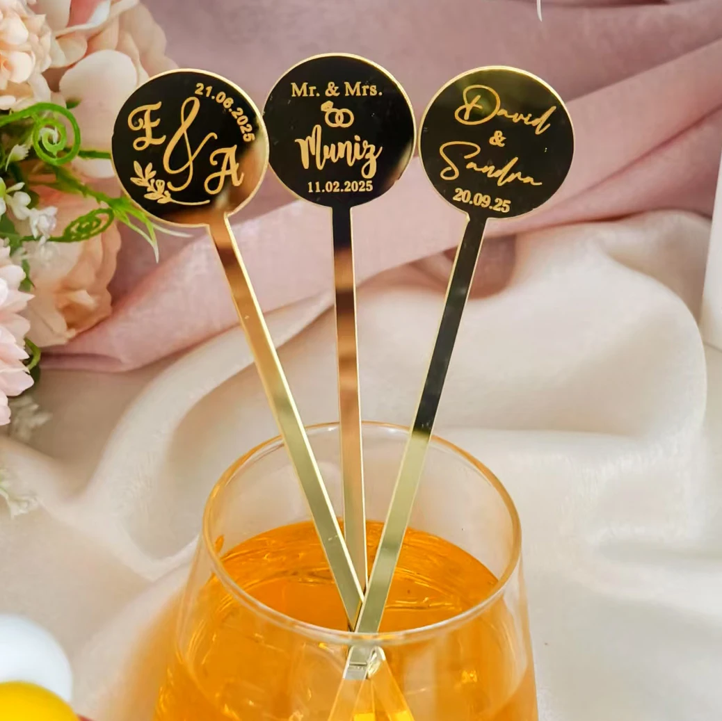 

30/50/100pcs Engraved Personalized Letter Stirrer Wedding Drink Stirrers Custom Cocktail Stirrers Custom Drink Stirrer For Party