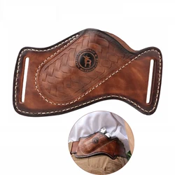 Tourbon Hunting Men Leather Mini Folding Knife Pouch EDC Organizer Heavy Duty  Handmade Multitool Holster for Belt Brown