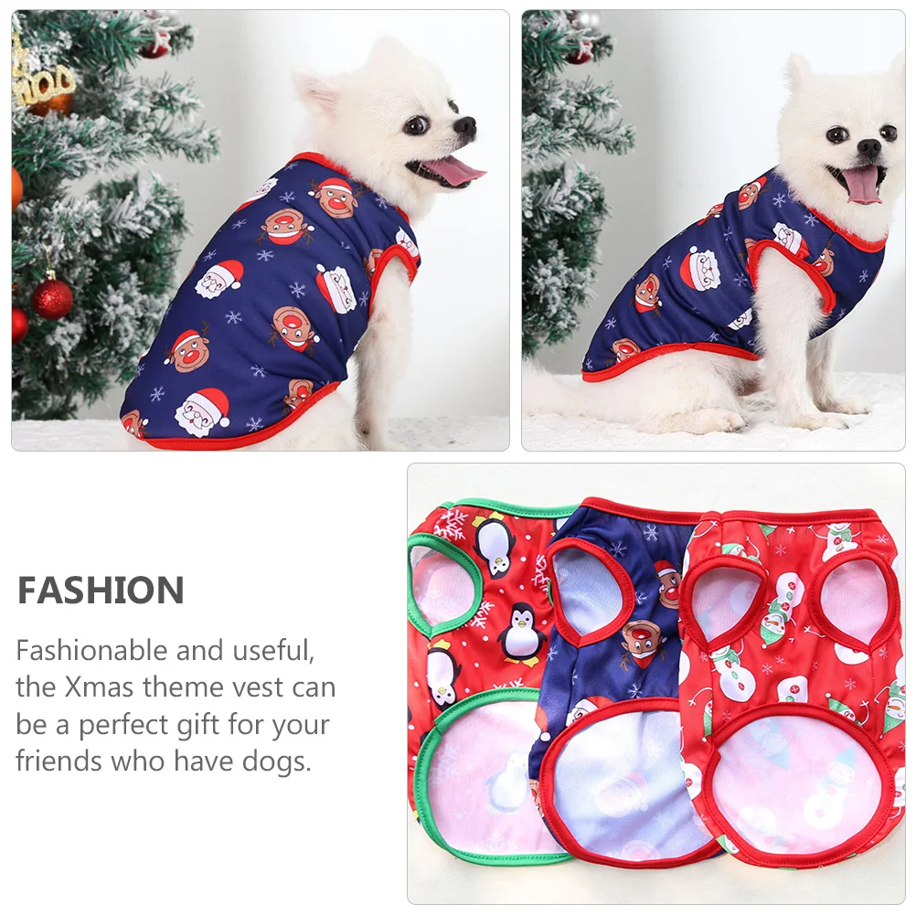 

1Pcs Christmas Pet Vest Xmas Dog Clothes Polyester Warm Vest Small Dogs Holiday Outfit Christmas Photography Costume