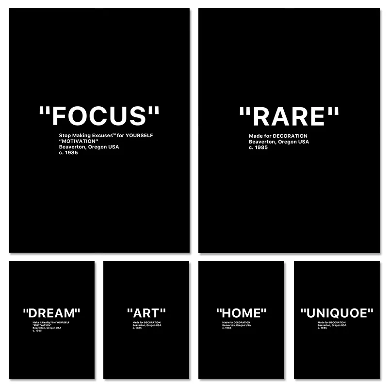 Modern Hype Black and White Minimalist Quotes HD Poster Canvas Prints Motivation Inspired Wall Decor Office Home Room Decoration