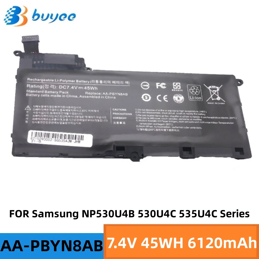 

New 7.4V 45Wh Laptop Battery AA-PBYN8AB Compatible FOR Samsung NP530U4B-A01US 530U4C 535U4C Series Notebooks BA43-00339A