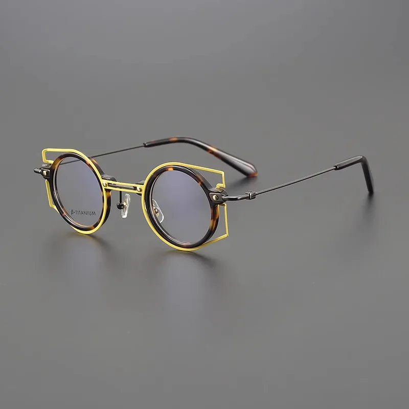 

Niche Personality Design Round Glasses Frame Ultra-light Plate Plus Metal Men Women Can Be Matched with Myopia Anti-blue Light