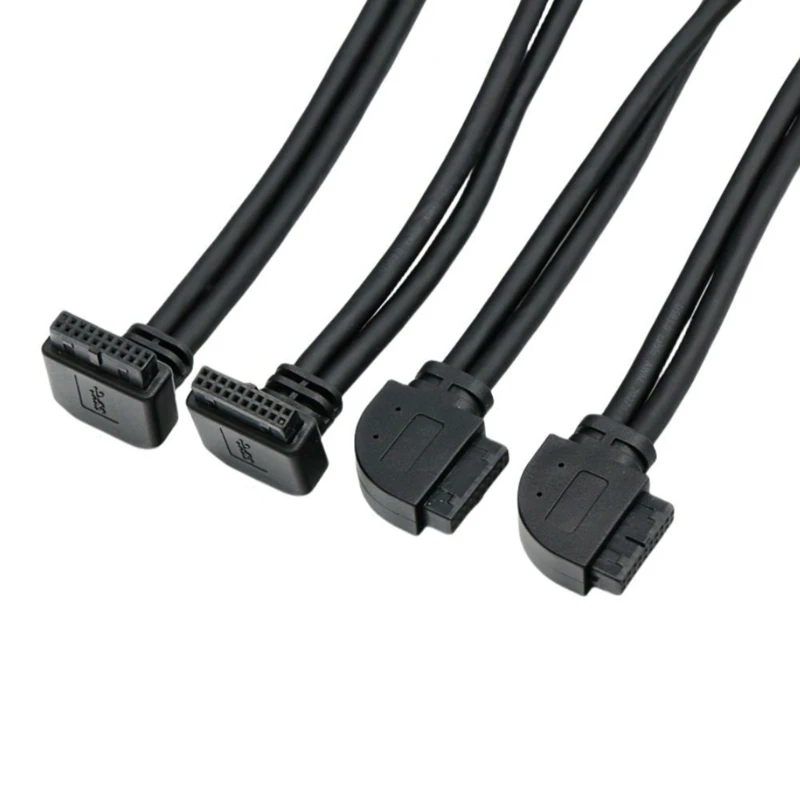 Cotovelo frontal do chassi de alta velocidade, 25cm, 90 graus, 20 pinos, 19 pinos, cabo de extensão, placa-mãe, usb3.0, 20 pinos, macho para fêmea, cabo de dados m/f