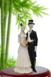 Skeleton Couple Figurine Wedding Cake Topper Till Death Do Us Part Wedding Decor Skeleton Halloween Decoration Acrylic Topper