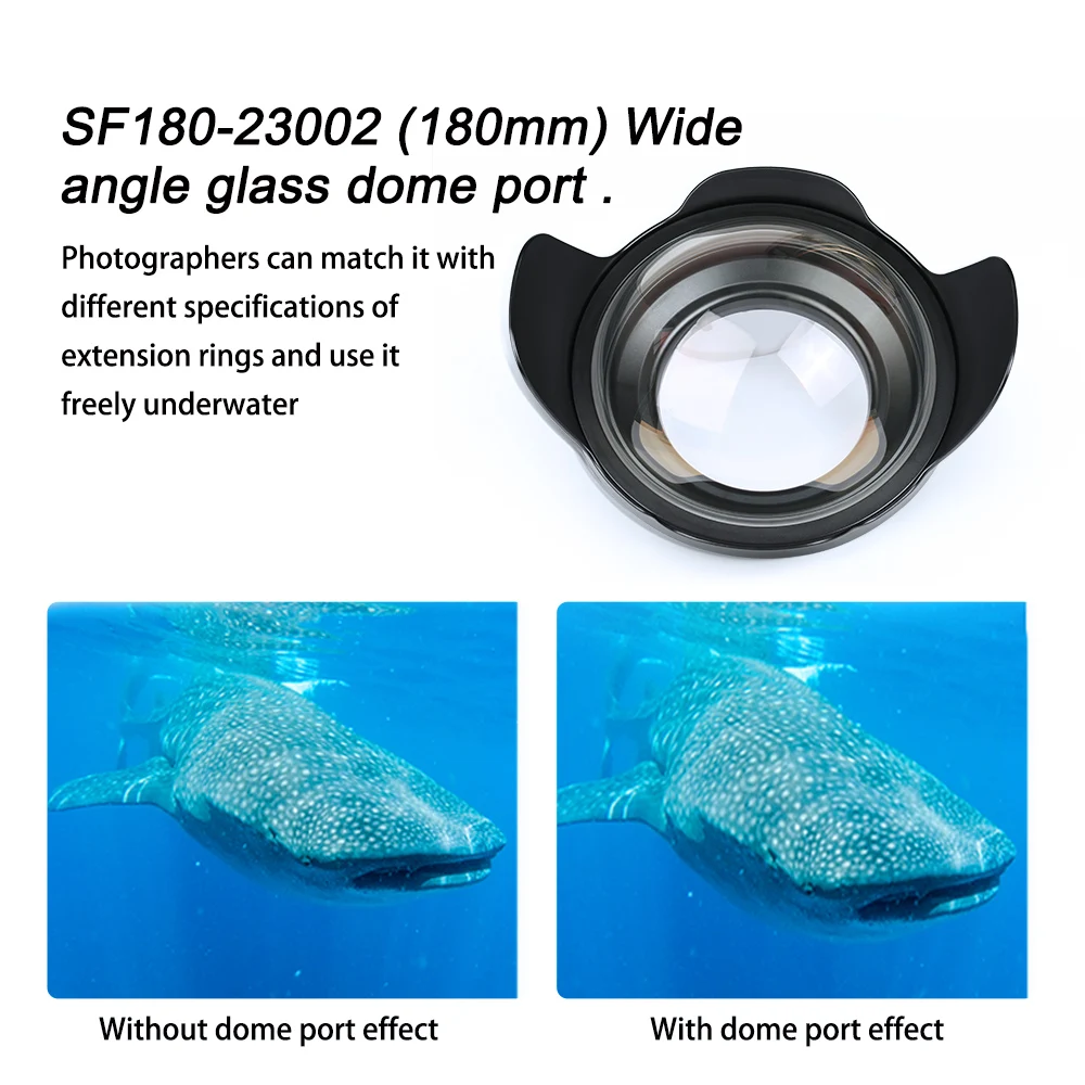 Seafrogs 180cm Glass Dome Port SF180-23002 For Aluminum Alloy Case A7M4 A7R5 X-T5 GFX100Ⅱ  EOS-R6Ⅱ