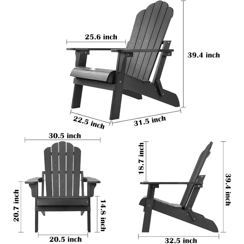 Chairs Set of 4, Outdoor Patio Weather Resistant Chair, Imitation Wood Stripes, Easy to Fold Move & Maintain