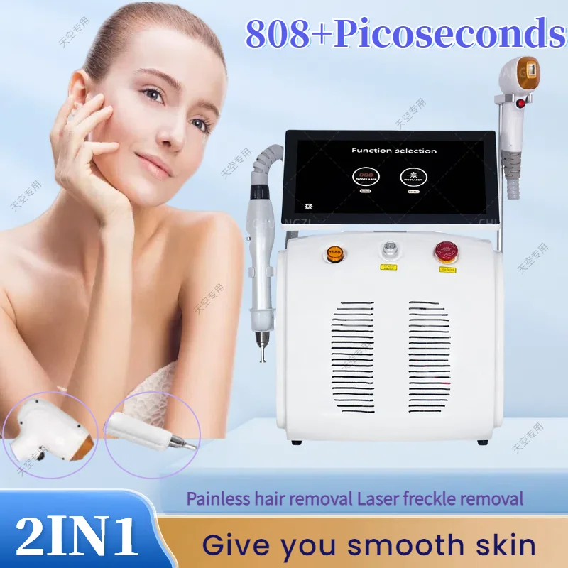 2025 NEW 2 In1 Picosecond Laser Tattoo Removal 808 755 1064 NM Machine 3 Wavelength Diode Laser Permanent Hair Removal