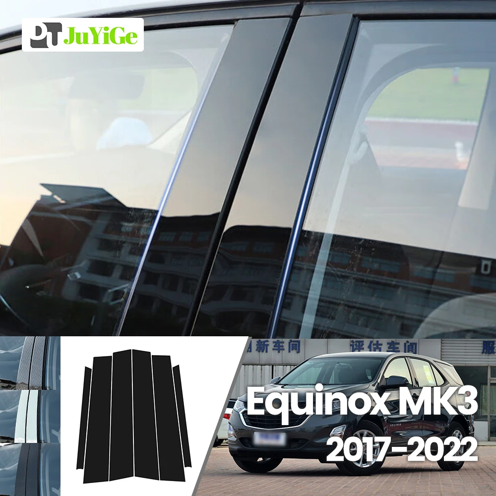 

For Chevrolet Equinox 2017-2022 2018 2019 2020 2021 Bright Black Carbon Fibre Window Door B C Sticker