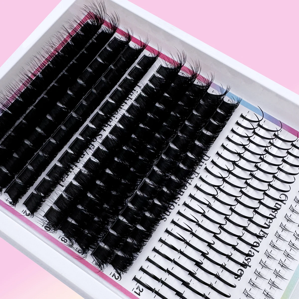 4 Stile Manga Wimpernbüschel, Einzelne Wimpernbüschel mit Spitzen, Spikes + Untere Wimpern + 60D-200D Natürlicher Look, 6-21mm Gemischte Längen – Detail 5
