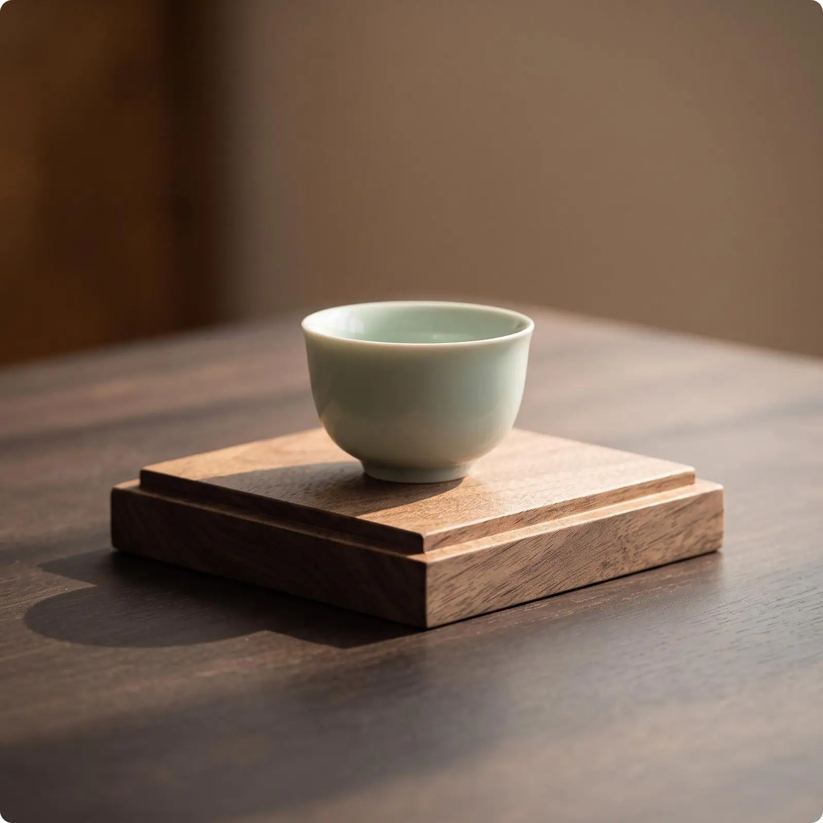 Walnut Display Base Clean Square Display Base Modern Minimalist for Collectors, Tea Table, Desk