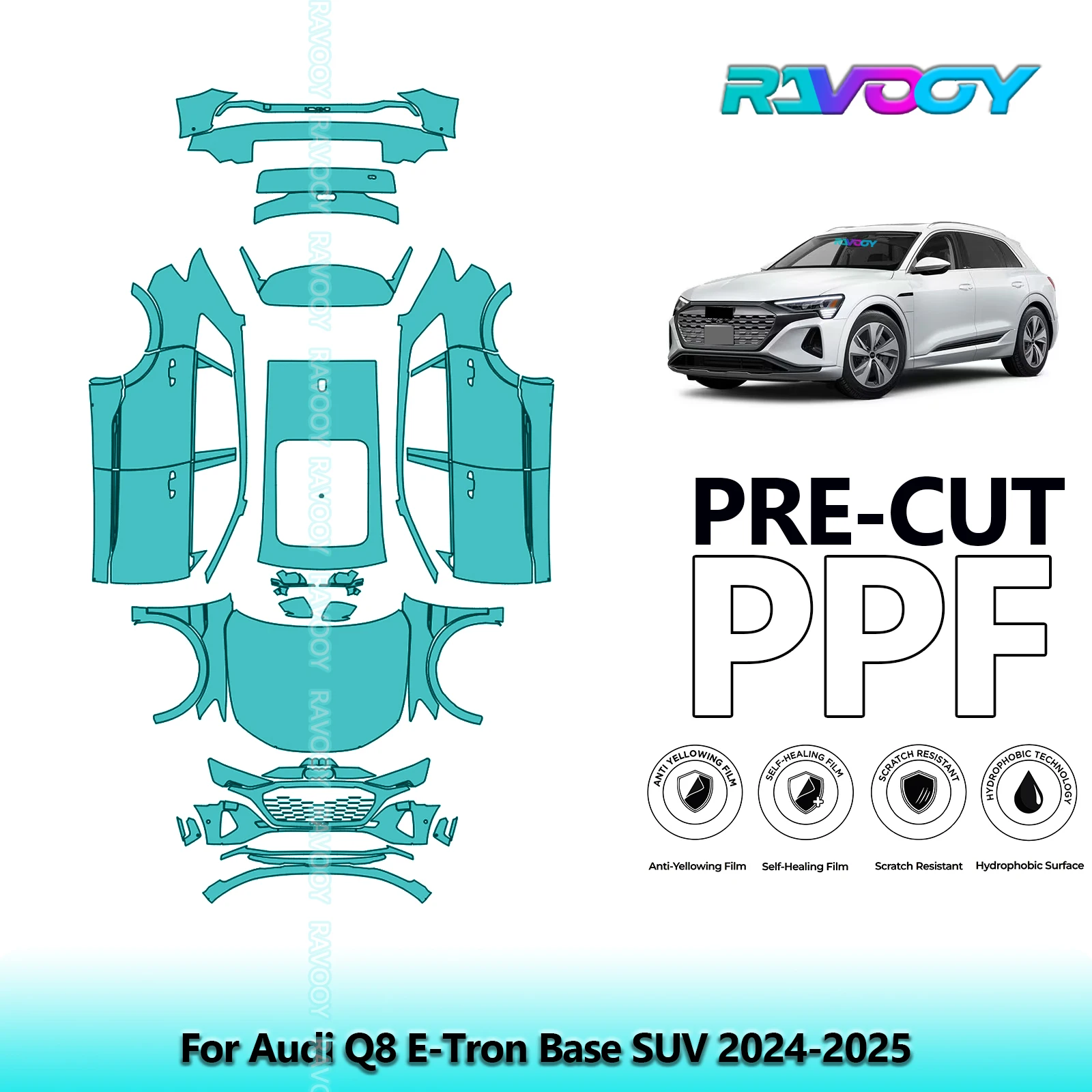 

Full Vehicle Clear Bra Precut PPF Paint Protection Film For Audi Q8 E-Tron Base SUV 2024-2025