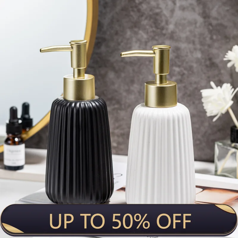 300ml Ceramic Soap Dispenser Hand Sanitizer Bottle Press Type Bathroom Shower Gel Shampoo Sub Packaging Bottle Dispenser
