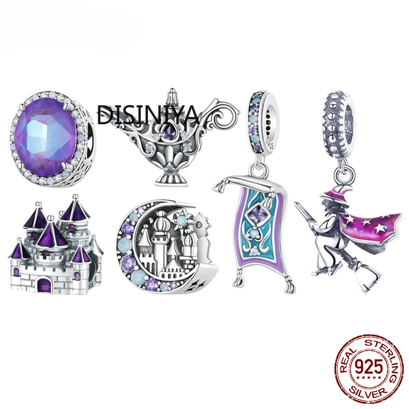 

disiniya 925 Sterling Silver Moonlight Castle Bead Magic Carpet Pendant Lamp Charm for Bracelet DIY Fine Jewelry Gift