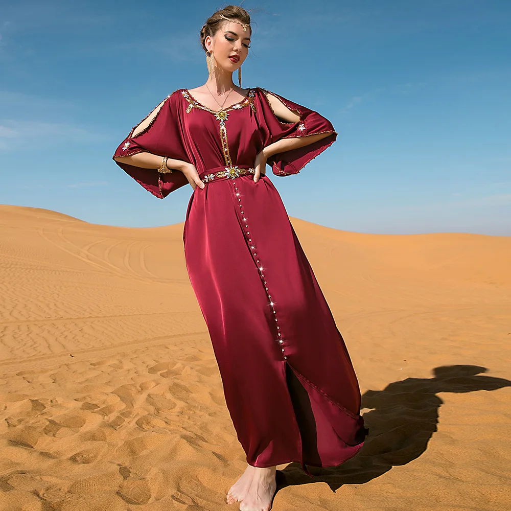 

Ramadan Eid Mubarak Abaya Muslim Women Evening Dress Dubai Kaftan Turkey Caftan Arab Robe Islam Clothing Jalabiya Djellaba Gown