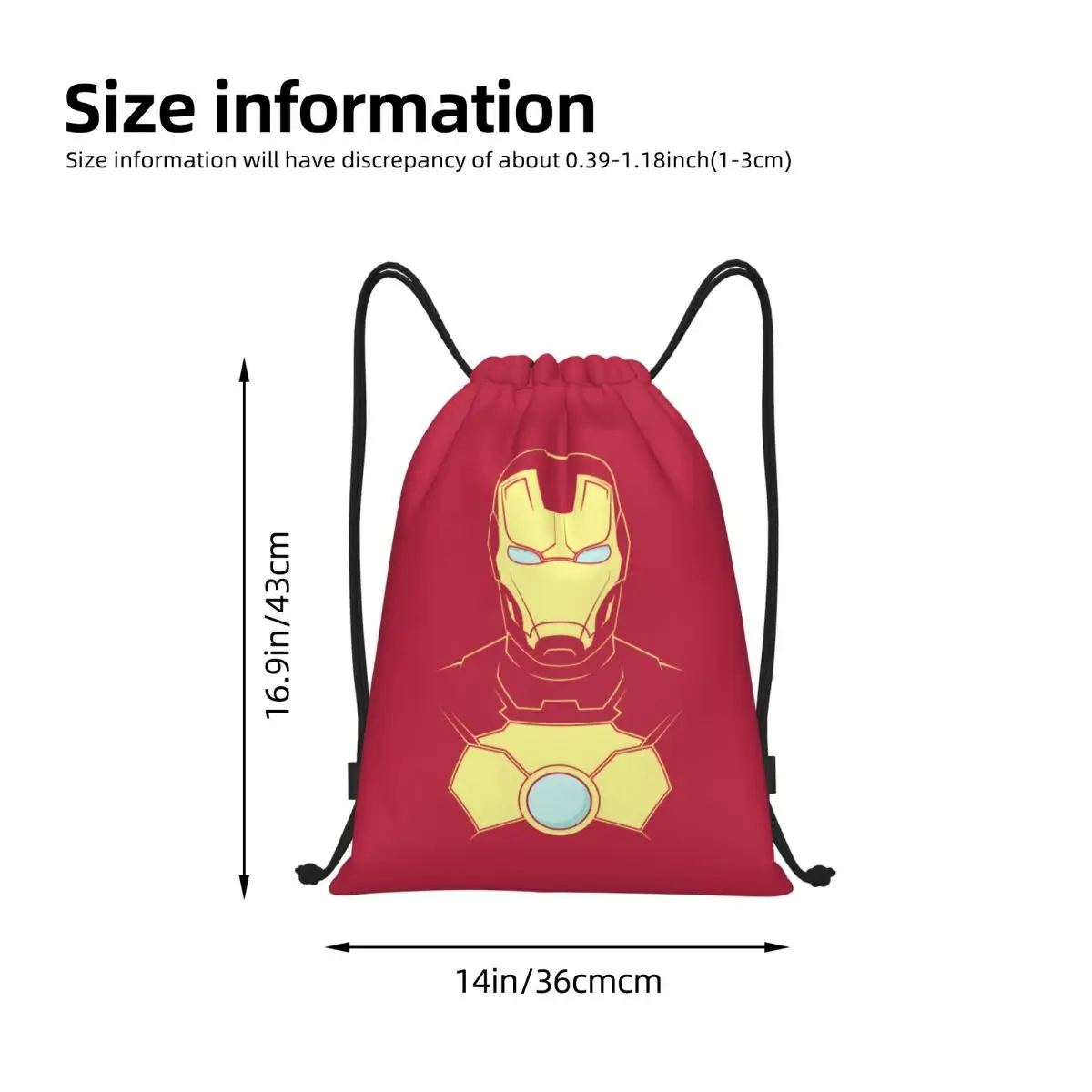 사용자 정의 아이언 맨 Drawstring 배낭 여성 남성 체육관 스포츠 Sackpack 휴대용 슈퍼 히어로 훈련 가방 자루