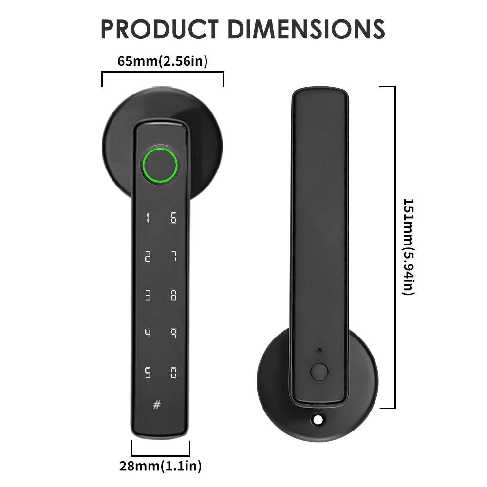 YFK Smart Life Door Lock 4 in 1 Fingerprint Lock Bluetooth Tuya APP Remote Unlock Anti-peep Password Temporary Passcode Quiet Mode Durable Electronic Lock for Home Bedroom Office Hotel Interior Door