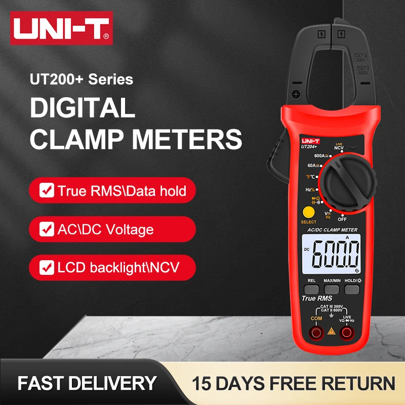 UNI-T UT202A + UT204 + medidor de pinza Digital UT201 UT202 UT203 Plus rango automático valores eficaces verdaderos voltímetro amperímetro probador eléctrico multímetro