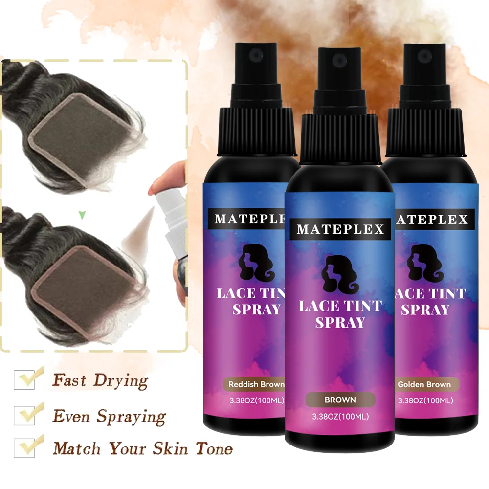 

Lace Tint Spray Fast Drying Wig Grids Concealer Easy to Color Wigs Lace Tint Spray For Closures Wigs And Closure Front 100Ml