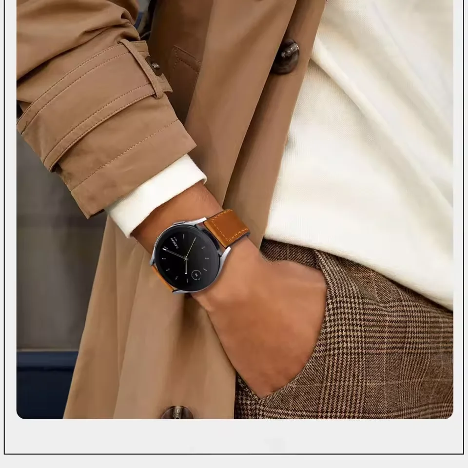22/20mm Leather+Silicone Strap for Samsung Galaxy Watch 7 6 5 4 Amazfit GTR Magnetic Comfortable Band for Huawei Watch GT5 46mm image 2