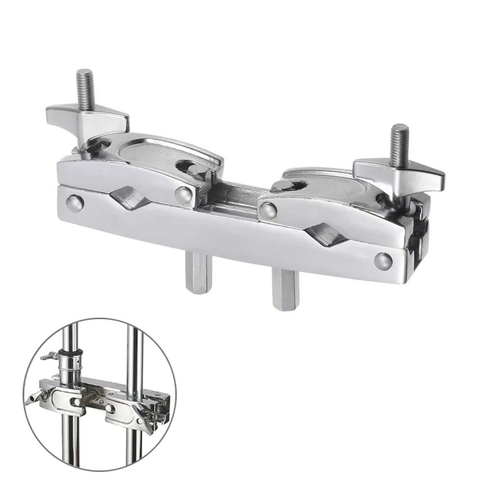 Drum Multi-clamp Alloy Silvery 2 Holes Adjustable Quick Release Multi-Clamp Construct Cymbal Stand Mount Holder for Drums Parts